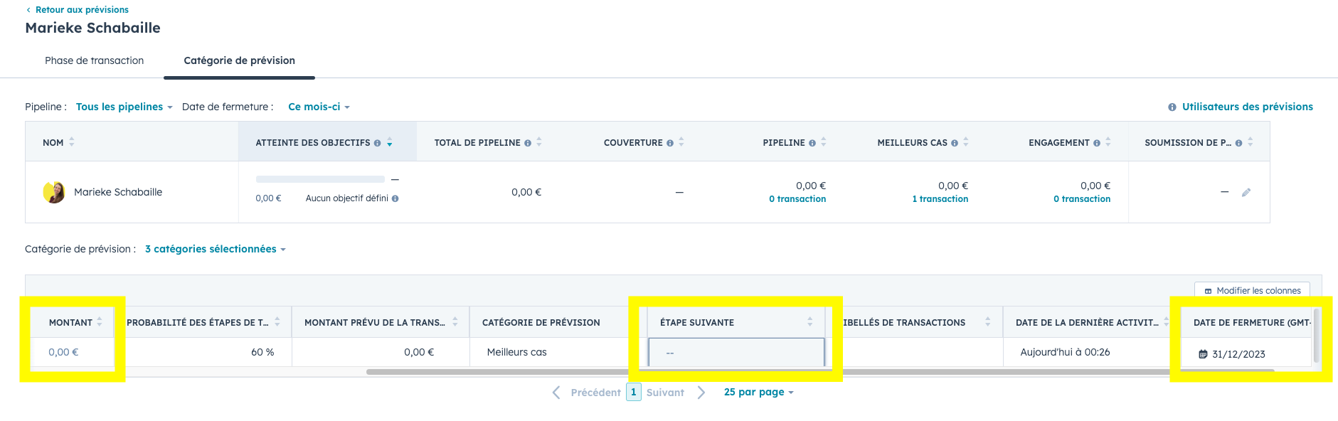 ajustez les éléments de transactions