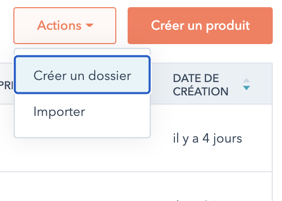 Bouton créer un dossier 