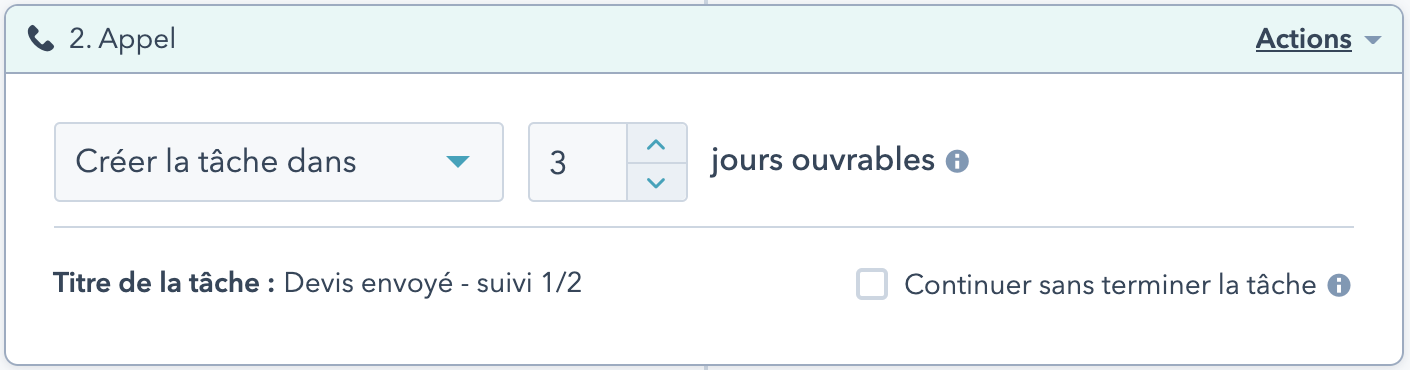 Etape 1 envoi séquence devis - tâche