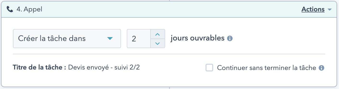 Etape 2 envoi séquence devis - tâche