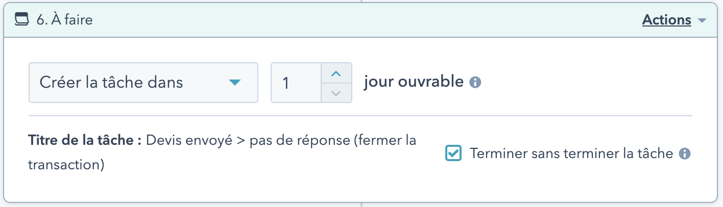 Etape 3 envoi séquence devis - tâche