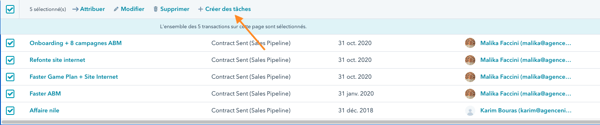 créer des tâches en masse dans Hubspot
