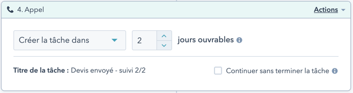 Etape 2 envoi séquence devis - tâche