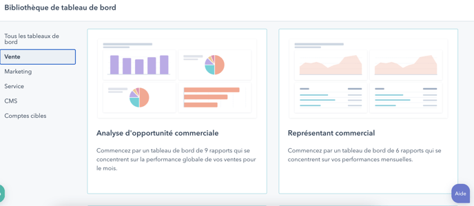 Tableaux de bord HubSpot