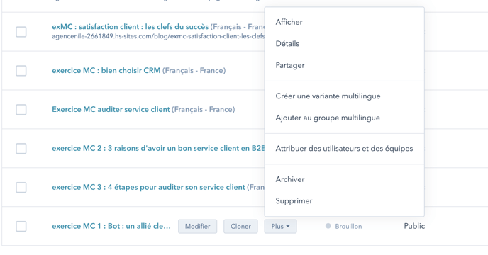 Attribution dun contenu à une équipe