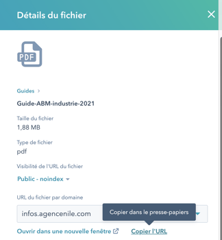 Choisir lURL dun fichier dans HubSpot