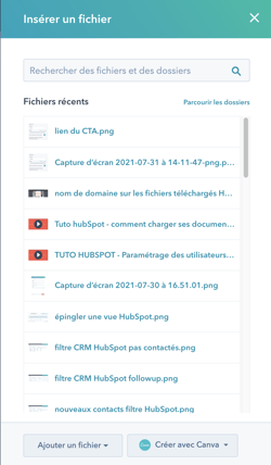 choix du fichier derrière un CTA HubSPot