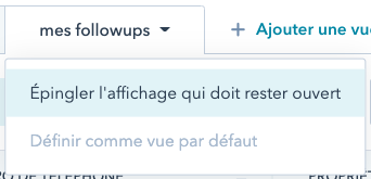 épingler une vue HubSpot