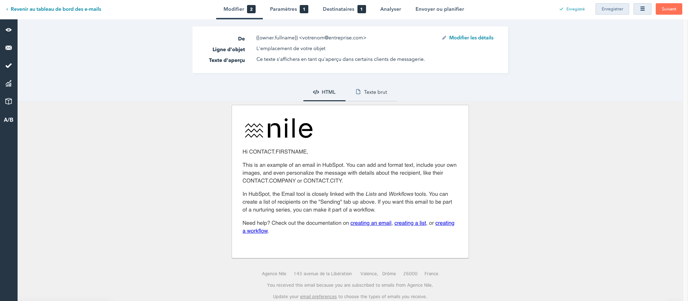 modification de mail HubSpot