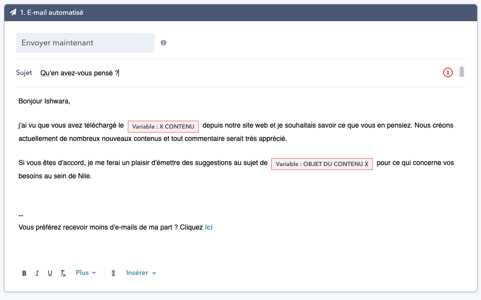 exemple email automatisé