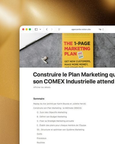 Template Plan Marketing Industriel Annuel – Méthode OBSESS